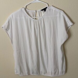 Banana Republic White Keyhole Back Blouse Short Sleeve Top Size S
